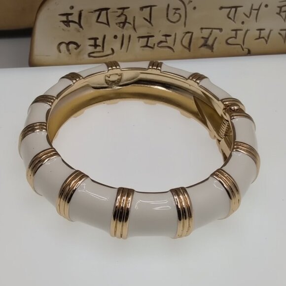 J. Crew Gold and Cream White Bamboo Bracelet with Elegant Design - Picture 8 of 8